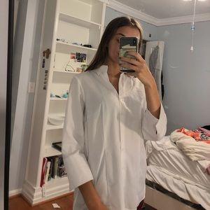 Lands end white collars button up shirt